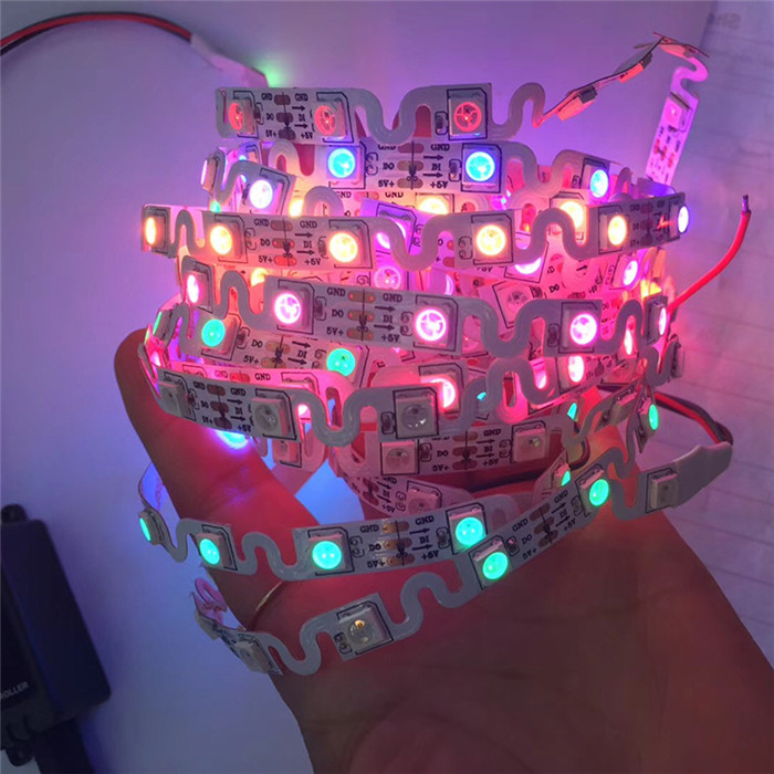 SK6812 RGB 3535/5050SMD 60LEDS/M DC5V 5MM-Wide S shape Digital Intelligent Addressable LED Strip Lights - 5m/16.4ft per roll SK6812 RGB 3535/5050SMD 60LEDS/M DC5V 5MM-Wide S shape Digital Intelligent Addressable LED Strip Lights - 5m/16.4ft per roll